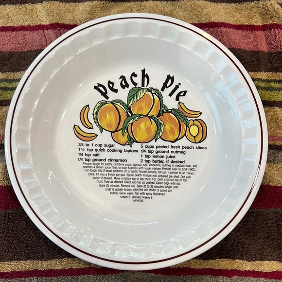 Kitchen Vintage Pie Plate Peach Pie Recipe Poshmark
